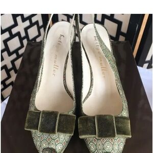 Bettye Muller Green Peep-toe Patterned Heels with Bow